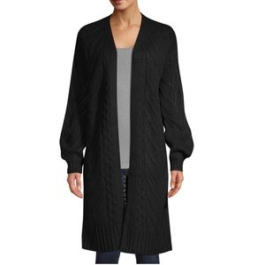 Drop shoulder sweater cardigan w/ balloon sleeves